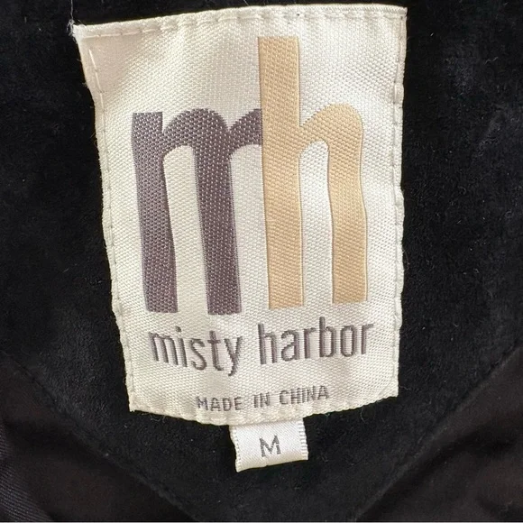 Vintage 90s black suede genuine button up jacket coat casual medium - Picture 4 of 4